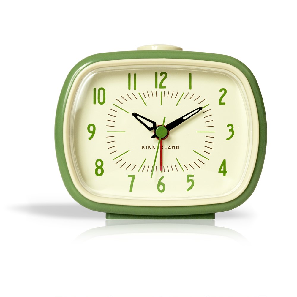 Kikkerland Battery Operated Retro Vintage Style Desktop Nightstand Bedside Office Classic Simple Alarm Clock, Beeping Alarm, Glo