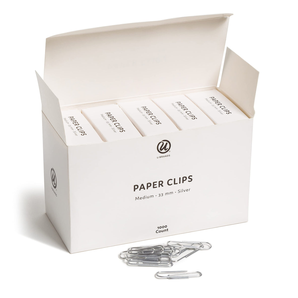 U Brands Paper Clips, Medium, Silver, 1000 Count