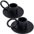 Aglary 2PCS Black Taper Candle Holders with Round Handle, Matte Iron Candlestick Holders Centerpieces for Home Decoration, Weddi