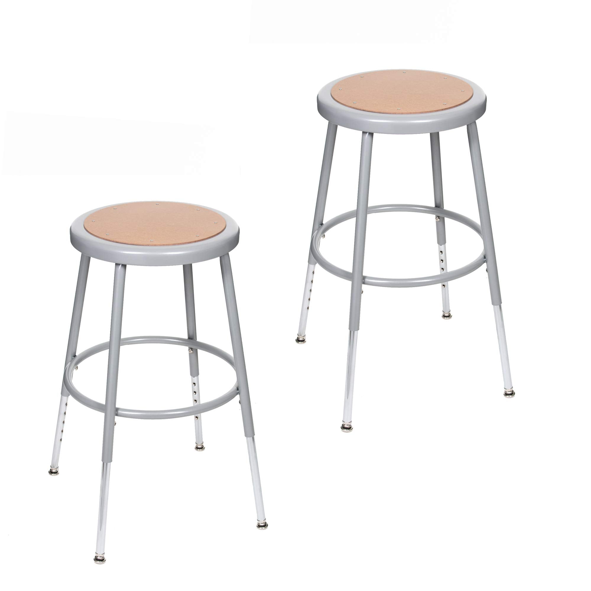 OEF Furnishings (2 Pack Height Adjustable Steel Stools, Grey, 19-27