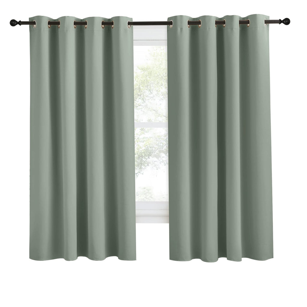 NICETOWN Blackout Curtain, Greyish Green, 55"W x 68"L, Thermal Insulated Grommet Drape, Sound Dampening for Bedroom & Living Room