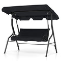Tangkula 3 Person Porch Swing, Patio Swing With Removable Cushion & Powder-Coated Steel Frame, Outdoor Swing With Canopy For Porch, Backyard, Garden, Balcony (Black)