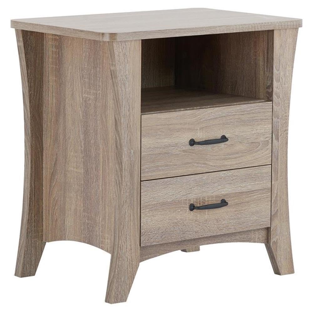 Acme Colt Wooden 2-Drawer Nightstand with Open Shelf in Rustic Natural