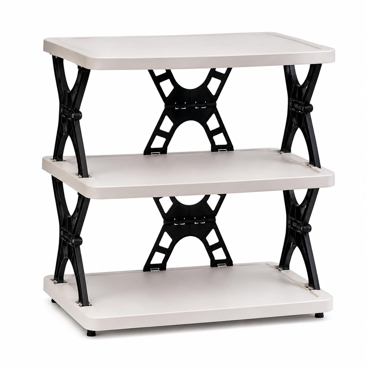 Sassyvilla 3 Tier Foldable Storage Rack | Multipurpose Plastic Organizer Shelf For Kitchen, Bathroom, Living Room & Office |Heav