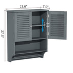 Choochoo Bathroom Wall Cabinet With Towels Bar, 23.6' L X7.9 W X27.5 H Mdf Material Medicine Cabinet, 2 Doors Over The Toilet Space Saver Storage Cabinet With Large Space, Grey