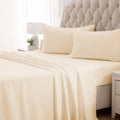 Sleep Zone Nanotex Nanotex Cooling Sheets Queen 4 Pieces - Deep Pocket Queen Sheet Set 16 Inches - Silky Soft Sheets Queen Size Bed Set - Fade Resistant & Easy Care (Beige,Queen)