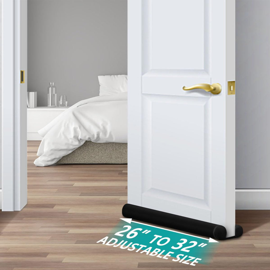 Maxtid 32' Black Door Air Draft Stopper - Wind Blocker For Bedroom Doors & Small Apartments