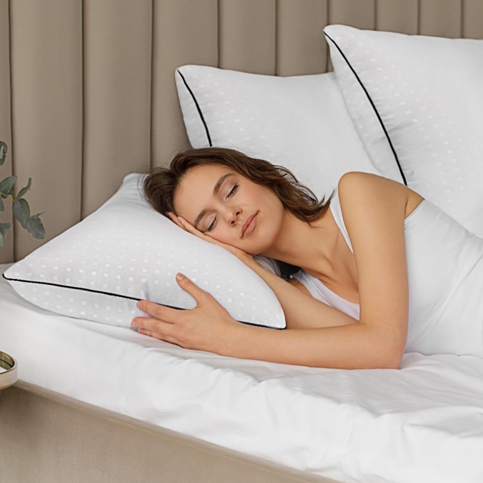 Higoom King Size Bed Pillows For Sleeping 4 Pack,Luxury Hotel Pillows,Comfortable And Supportive,Machine Washable,Suitable For S