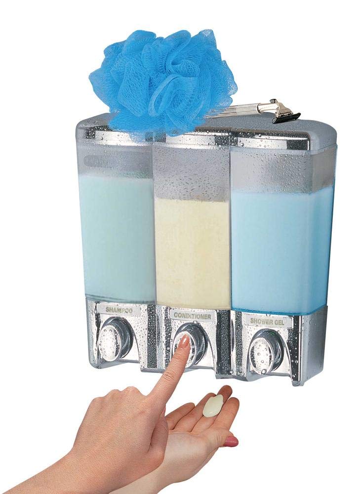 Better Living Products Clear Choice Shower 3 Shampoo and Soap Dispenser, 7.5 x 3.5 x 7.5, Chrome