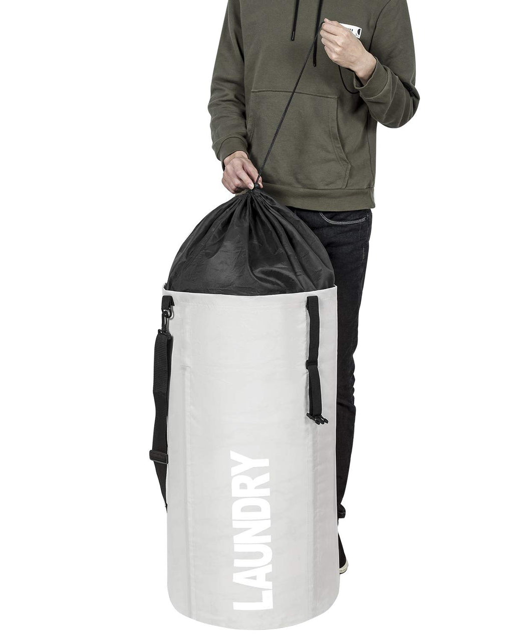 Chrislley 106L Extra Large Laundry Hamper With Drawstring Dorm Room Backpack Laundry Bag Collapsible Laundry Basket For College