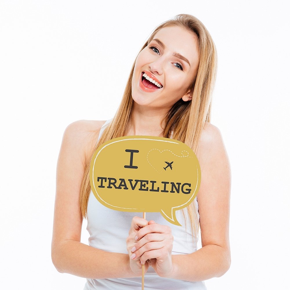 Big Dot Of Happiness Funny World Awaits - Travel Themed Photo Booth Props Kit - 10 Piece
