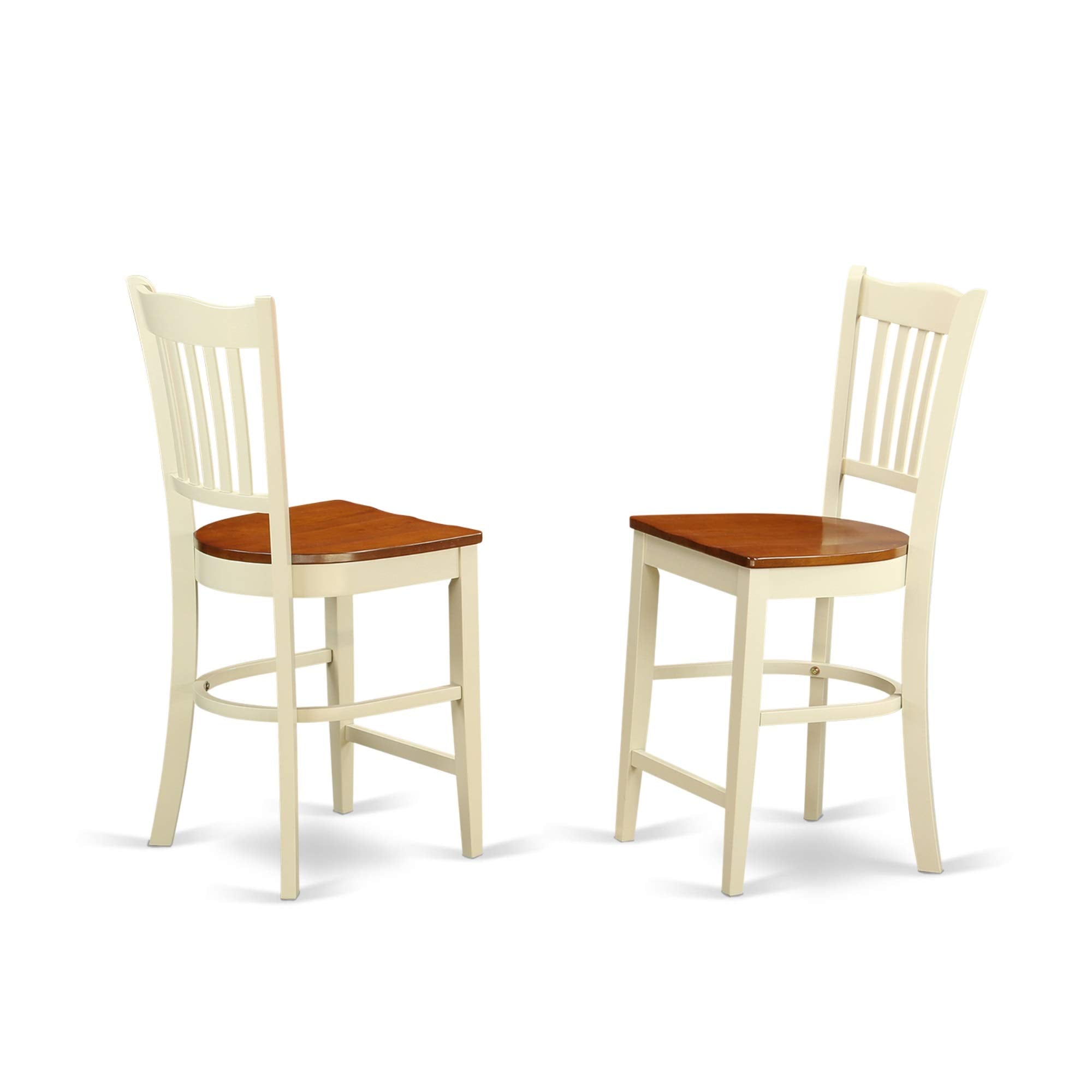 East West Furniture EDGR5-WHI-W 5 Piece Kitchen Counter Height Dining Table Set Includes a Round Wooden Table with Pedestal and 4 Dining Chairs, 30x30 Inch, Buttermilk & Cherry