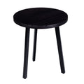 The Urban Port 18-Inch Round Mango Wood Side End Table, Grooved Design, Metal Legs, Black