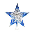Soochat Christmas Tree Star Topper Glittered Xmas Tree Topper Hollowed-Out Christmas Star Decoration Ornaments Home Decor Silvery Blue