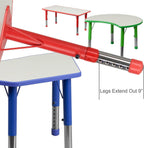 21.875W x 26.625L Rectangular Red Plastic Height Adjustable Activity Table with Grey Top
