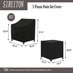 Siruiton 3 Piece Outdoor Veranda Patio Garden Furniture Cover Set With 600D Durable And Water Resistant Fabric,Fit For Outdoor Wicker Patio Furniture Sets/Rattan Chair Conversation Sets-Balck