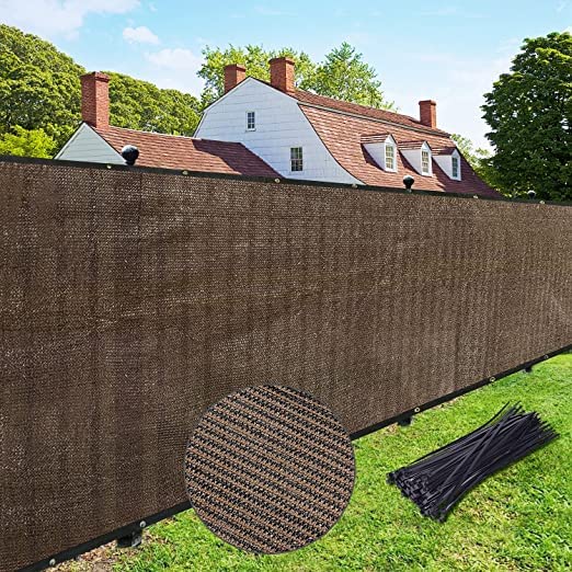 Upgrade Privacy Fence Screen 6'X68' Brown Outdoor 90% Visibility Blockage 170 Gsm Mesh Shade Cover Panels For Backyard,Balcony,H