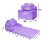 Moonbeeki Toddler Chair Comfy,Foldable Princess Kids Couch For Girl, Toddler Recliners For Kids Over 18 Months, Kids Sofa Bed Fold Out(Purple)