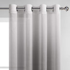 Dwcn Faux Linen Grey Ombre Sheer Curtains - Gradient Semi Voile Grommet Top Window Curtains For Bedroom And Living Room, Set Of