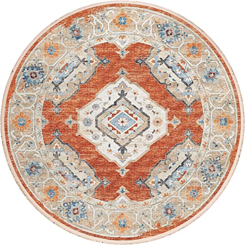 Marbella Mb1 Orange Traditional Rug Round 8' X 8'