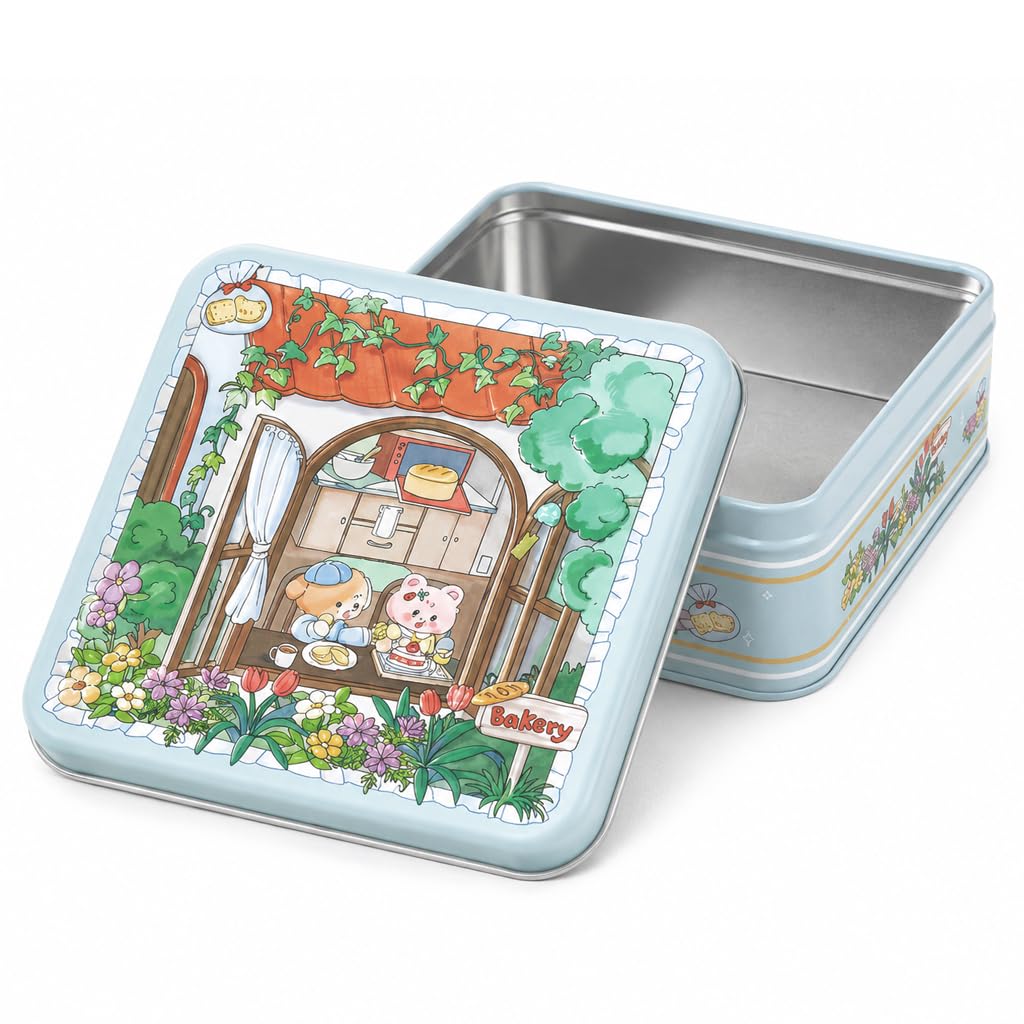 ZIRANYU Cartoon Tin Boxes with Lids Rectangle Trinket Tinplate Boxes