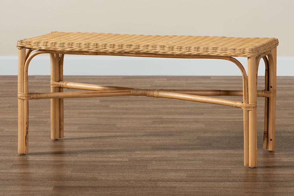 Baxton Studio Cacaban Modern Bohemian Natural Brown Rattan Accent Bench