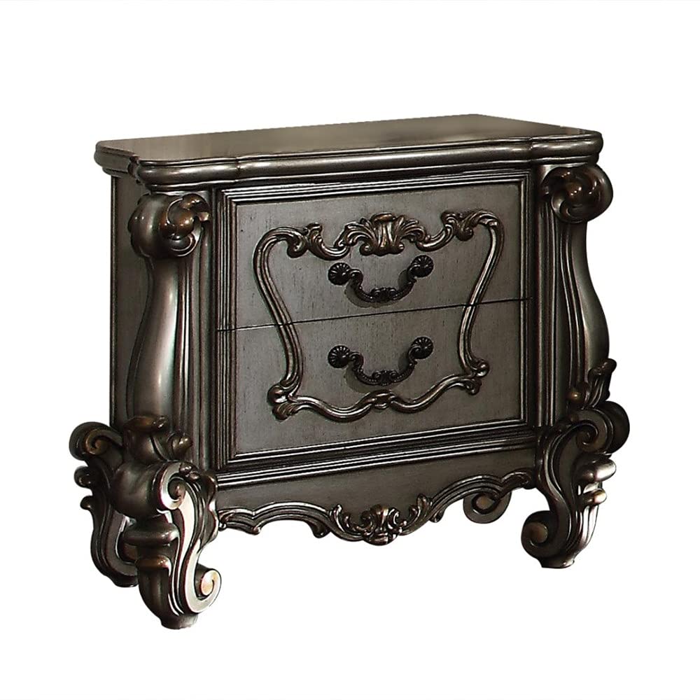 Benjara Benzara Royal Nightstand With Beautiful Wooden Details, Bronze