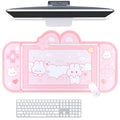 Belugadesign Bunny Desk Pad | Ns Switch Keyboard Gaming Mat Large Mat Mousepad | Pastel Pink Easter Animal Kawaii Cute Anime Des