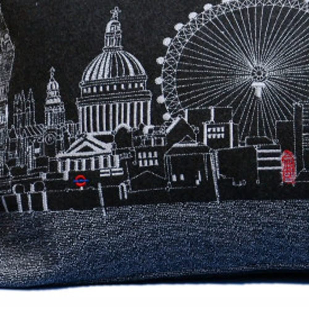 HomeRoots Grey 35' Black and White London Nighttime Skyline Lumbar Decorative Pillow