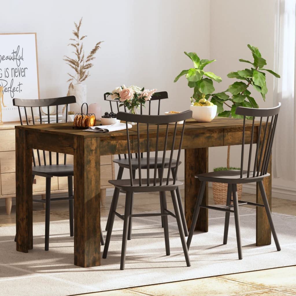 Vidaxl Engineered Wood Dining Table In Smoked Oak - Sturdy Construction, Space-Savvy, Perfect For Dining Room And Kitchen