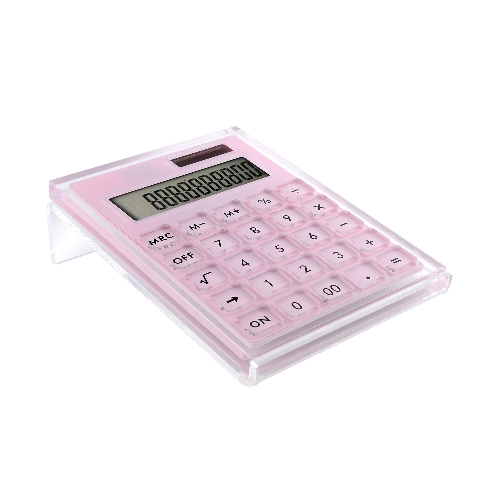 Exputran Acrylic Calculator With Stand, Battery And Solar Hybrid Powered Basic Calculator 12-Digit Lcd Display,Home Office Deskt