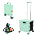 Foldable Utility Cart Portable Rolling Crate Handcart Shopping Trolley Collapsible 4 Rotate Wheels with Durable Heavy Duty Plast