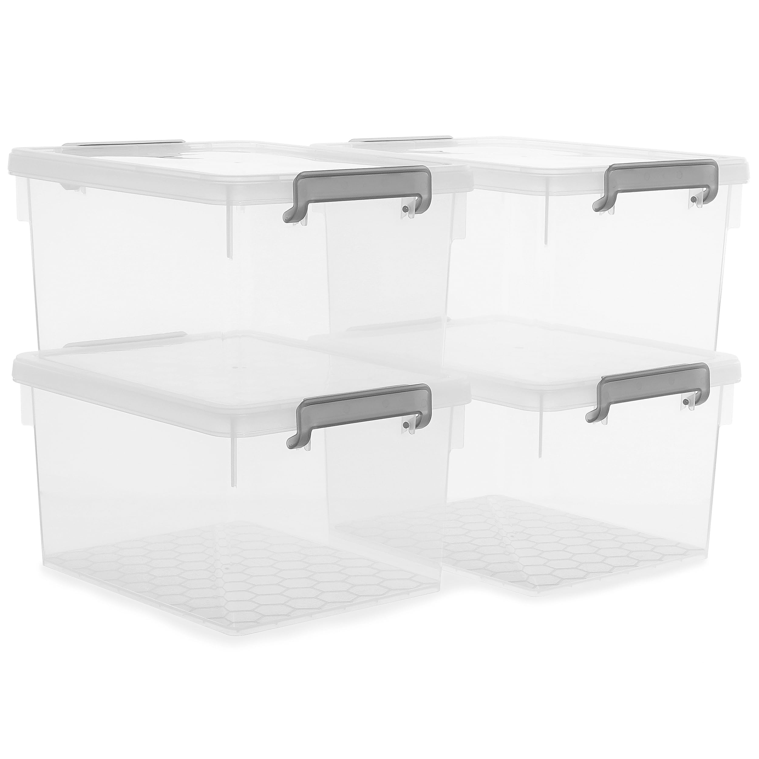 Citylife 22.2 Qt. Plastic Storage Bins with Lids Large Stackable Storage Containers for Organizing Clear Durable Storage Box, 4 