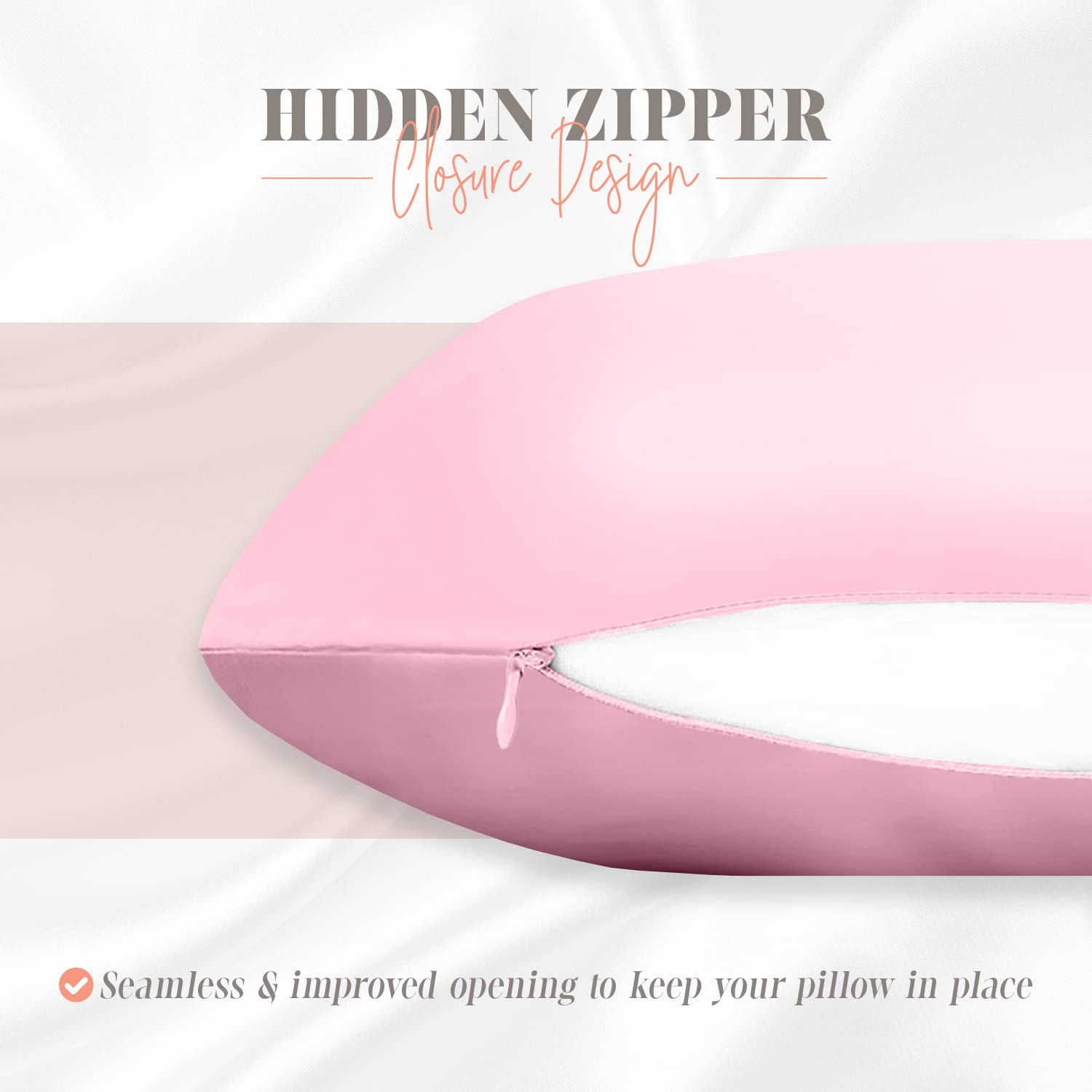 Elegant Comfort Silky And Luxurious 2-Piece Satin Pillowcase Set For Healthier Skin And Hair, Hidden Zipper Closure And Beautifully Packaged, Satin Pillowcase Set, Standard/Queen, Light Pink