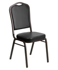 4 Pk. Stacking Chair with Black Vinyl and 2.5 Thick Seat - Gold Vein Frame