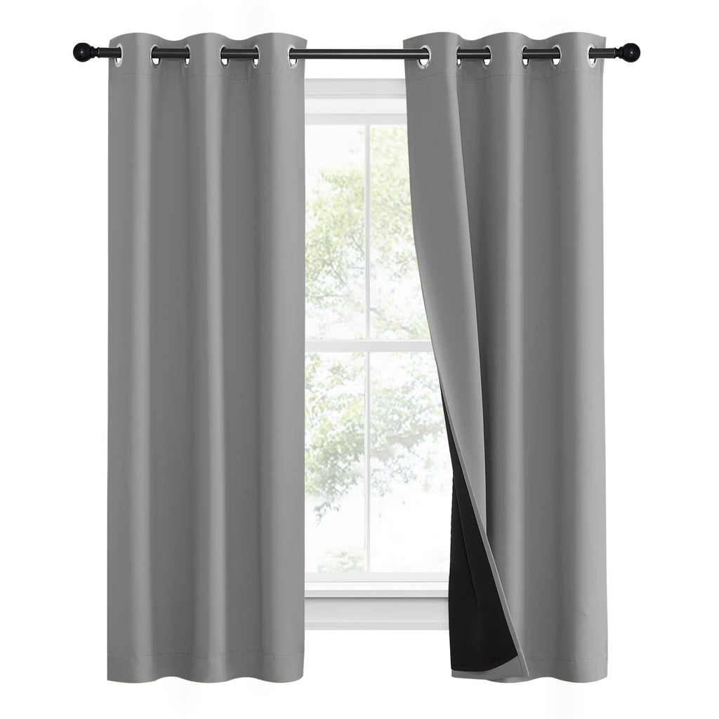 Nicetown Full Shade Curtain Panels, Pair Of Energy Smart & Noise Blocking Out Blackout Drapes For Dining Room Window, Thermal Insulated Guest Room Lined Window Dressing(Silver Grey, 37 X 60 Inch)