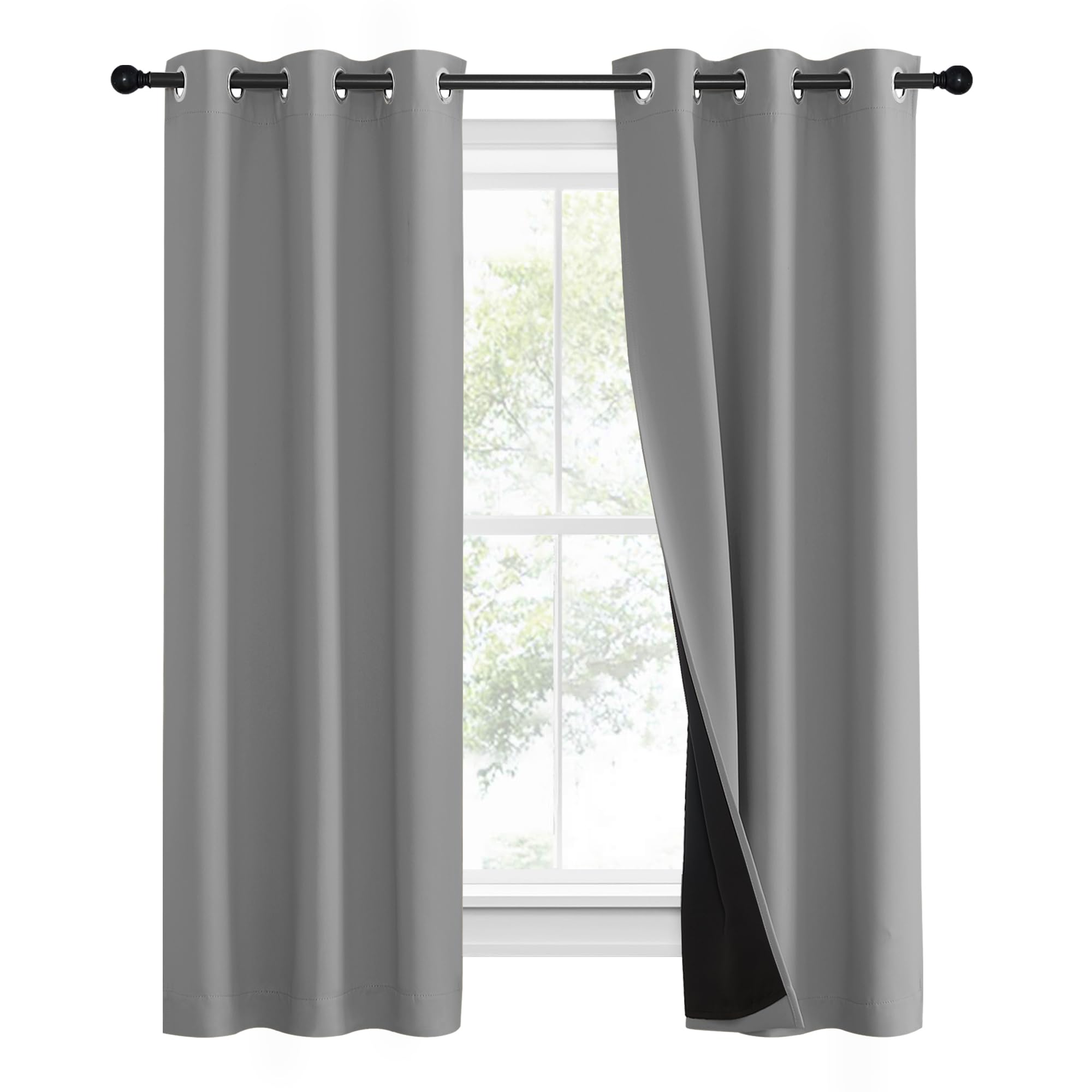 Nicetown Full Shade Curtain Panels, Pair Of Energy Smart & Noise Blocking Out Blackout Drapes For Dining Room Window, Thermal Insulated Guest Room Lined Window Dressing(Silver Grey, 37 X 60 Inch)