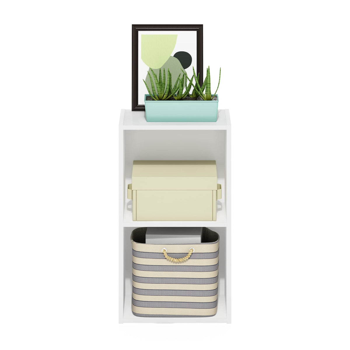 Furinno Luder Bookcase / Book / Storage, 2-Tier Cube, White