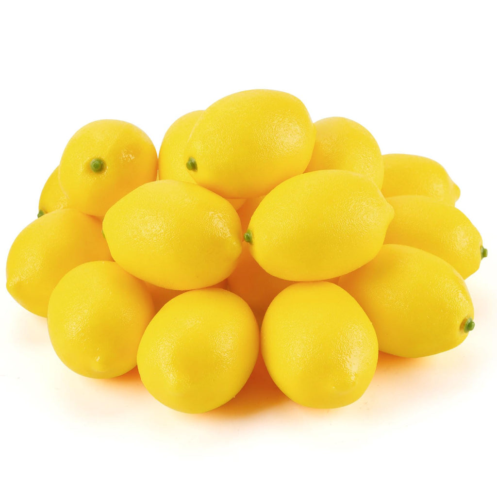 Toopify 20pcs Yellow Artificial Lemons,Fake Fruit Lemons Artificial Lifelike Simulation Lemon for Home House Kitchen Party Decor