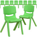 10 Pk. Green Plastic Stackable School Chair with 12 Seat Height