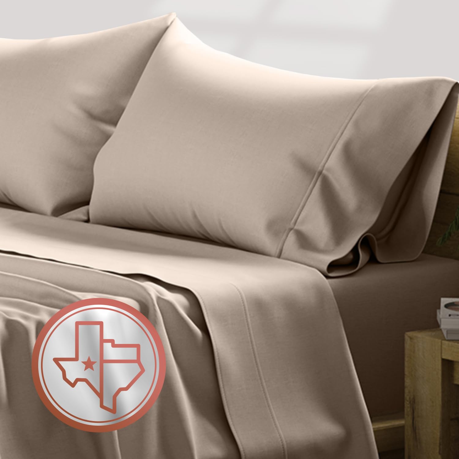 Texas Linen Co. Luxury Egyptian Cotton 4 Pc Full Size Sheet Set - 600 Thread Count Deep Pocket Fitted And Flat Sheets, Soft, Coo