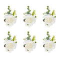 Meldel White Ivory Rose Wrist Corsage, Set of 6, Wedding Bridal Flower Corsage Hand Decor for Prom Party Homecoming, Wristband F