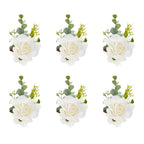 Meldel White Ivory Rose Wrist Corsage, Set of 6, Wedding Bridal Flower Corsage Hand Decor for Prom Party Homecoming, Wristband F