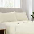 Serta Simply Clean Super Soft Hypoallergenic Stain Resistant Deep Pocket 3 Pieces Solid Bed Sheet Set, Twin, Ivory