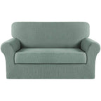 Turquoize Stretch Sofa Slipcover 2 Pieces Sofa Cover Couch Cover For 2 Cushion Couch Washable Furniture Protector Covers With Elastic Bottom Feature Thick Jacquard Fabric (Loveseat, Dark Cyan)
