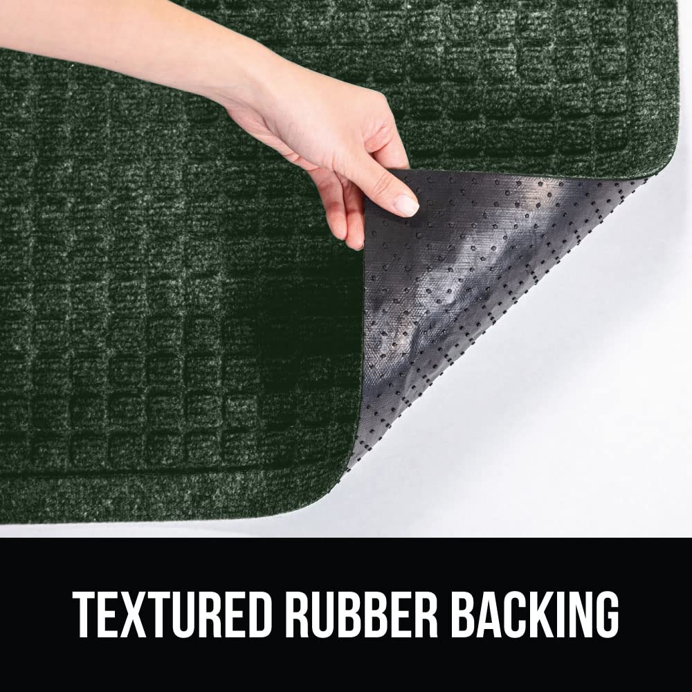 Gorilla Grip Ultra Absorbent Moisture Guard Doormat, Absorbs Up To 1.7 Cups Of Water, Stain And Fade Resistant, Spiked Rubber Backing, All Weather Mats Capture Dirt, Indoor Outdoor, 29X17, Green
