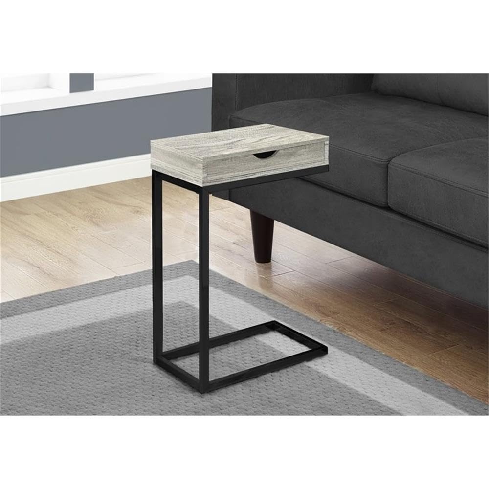 Monarch Specialties GREY RECLAIMED WOOD-LOOK/BLACK/DRAWER ACCENT, END, SNACK TABLE, Gray