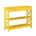 Convenience Concepts Oxford 1 Drawer Console Table with Shelves, Yellow