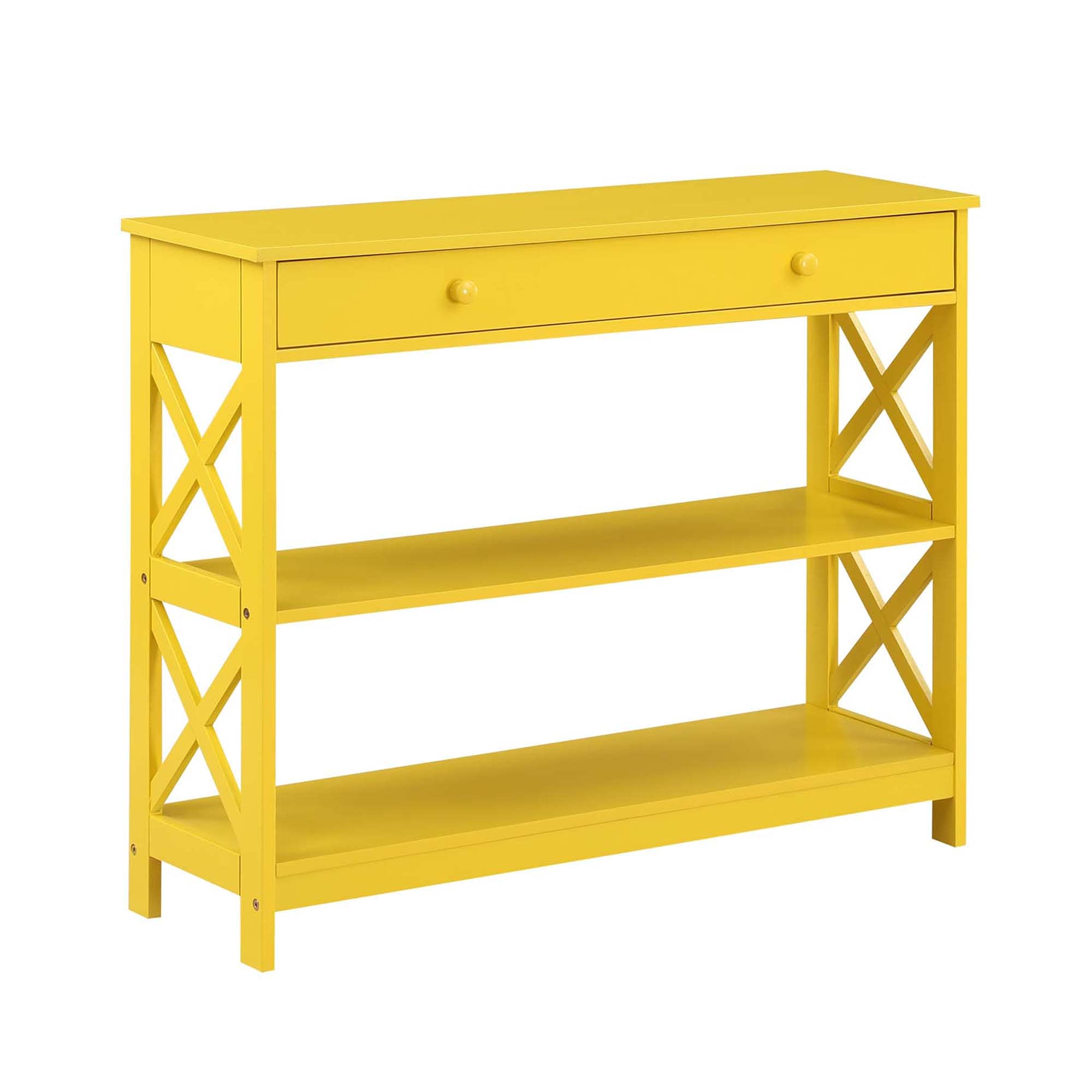Convenience Concepts Oxford 1 Drawer Console Table with Shelves, Yellow