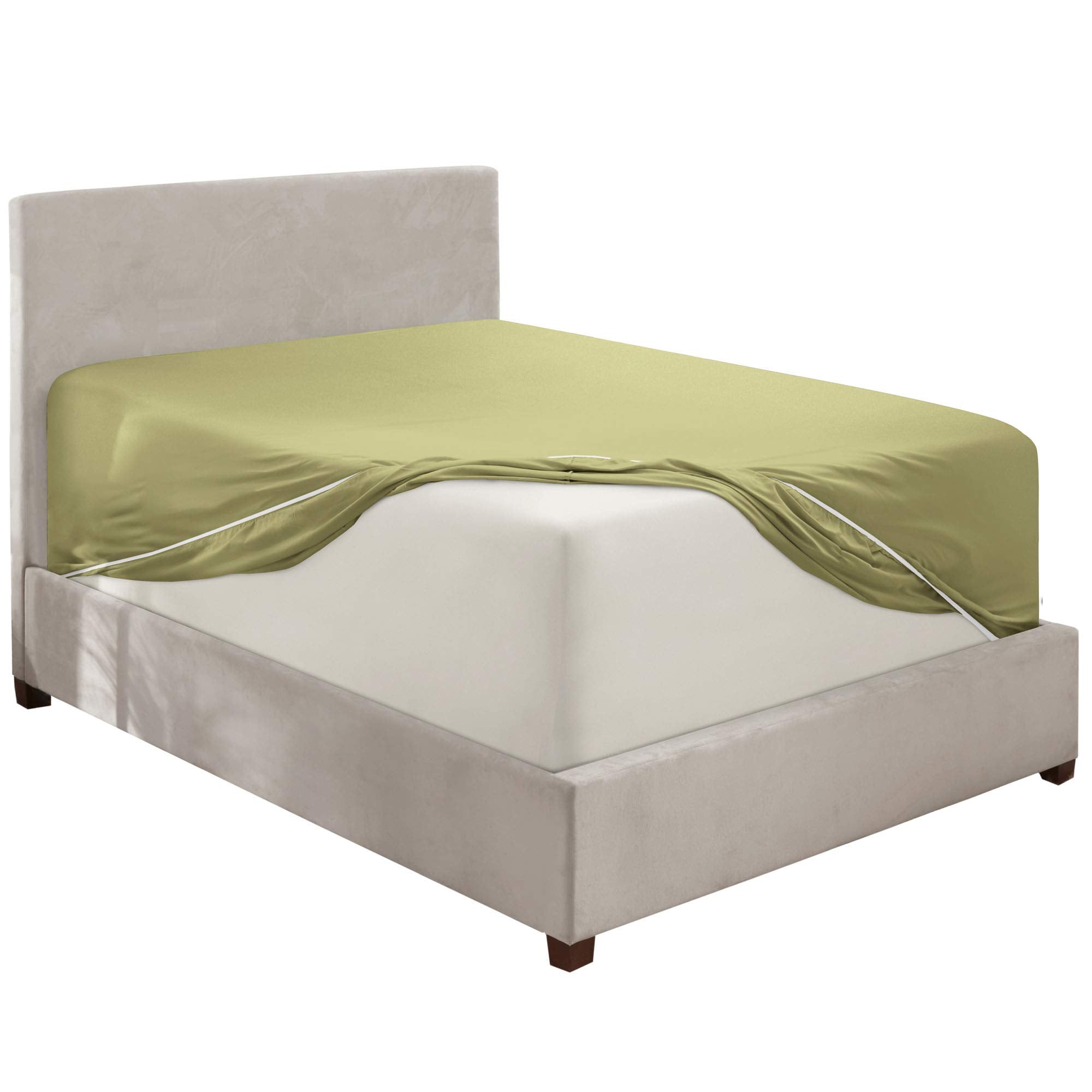 Nestl Extra Deep Pocket Full Fitted Sheet, Olive Green Full Size Fitted Sheet Only, 1800 Microfiber Fitted Bed Sheet, Ultra Soft Full Bed Fitted Sheet Fits Up To 24 Inch Mattress